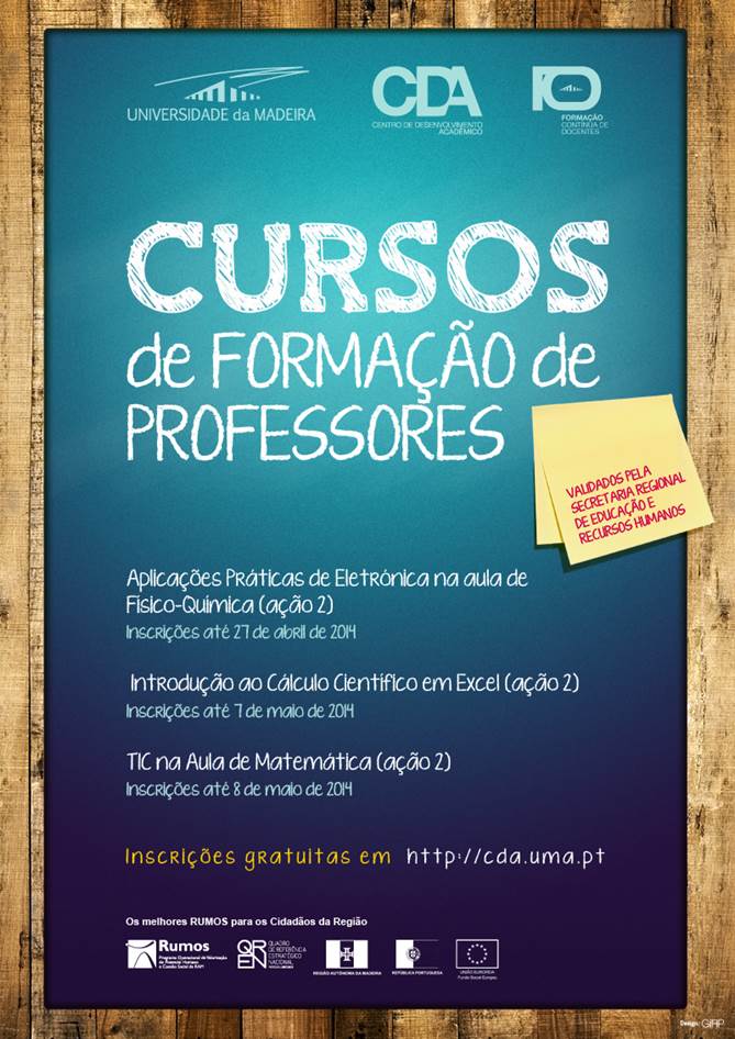 Universidade da Madeira  - Cursos de Formação Validados para Docentes - novos cursos